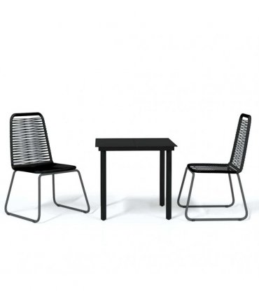 vidaXL 3 Piece Garden Dining Set Black
