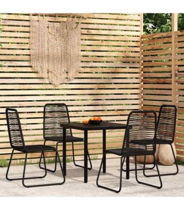 vidaXL 5 Piece Garden Dining Set Black