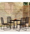 vidaXL 5 Piece Garden Dining Set Black