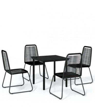 vidaXL 5 Piece Garden Dining Set Black