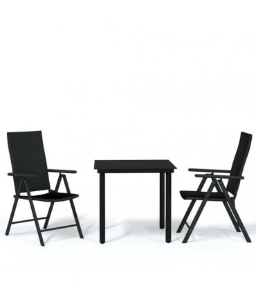 vidaXL 3 Piece Garden Dining Set Black