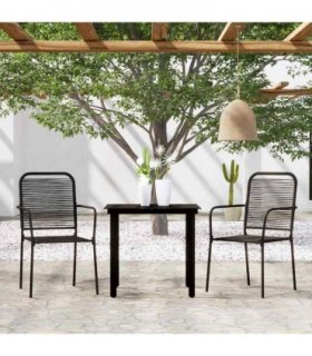 vidaXL 3 Piece Garden Dining Set Black