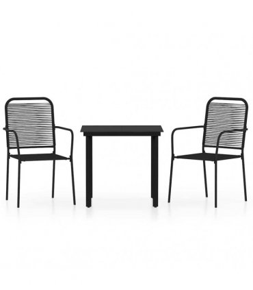 vidaXL 3 Piece Garden Dining Set Black