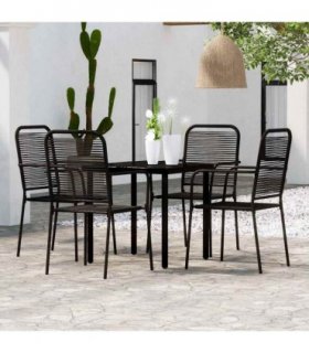 vidaXL 5 Piece Garden Dining Set Black