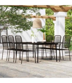 vidaXL 7 Piece Garden Dining Set Black