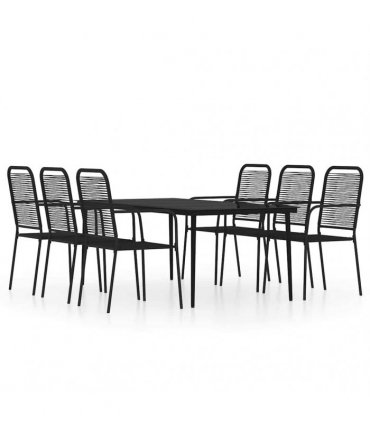 vidaXL 7 Piece Garden Dining Set Black
