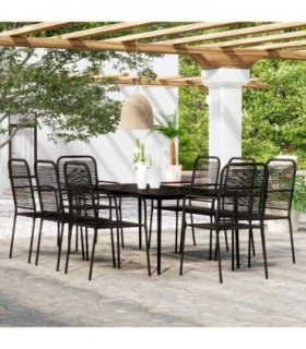 vidaXL 9 Piece Garden Dining Set Black