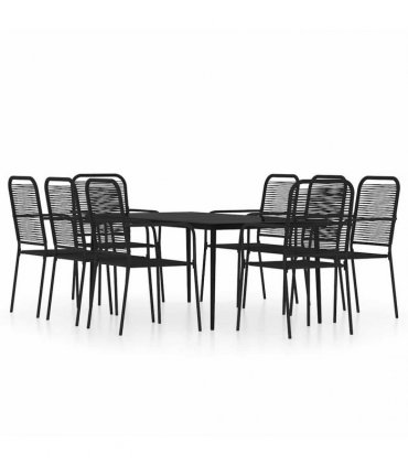 vidaXL 9 Piece Garden Dining Set Black