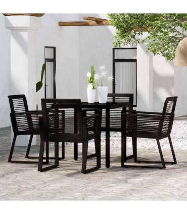 vidaXL 5 Piece Garden Dining Set Black
