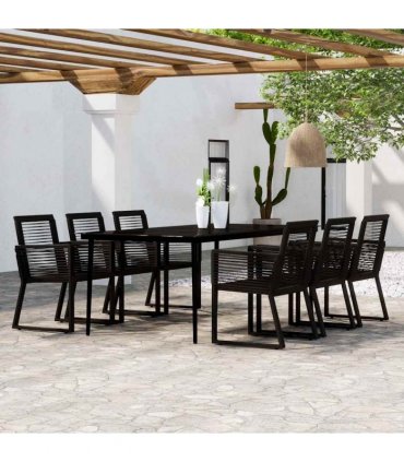 vidaXL 7 Piece Garden Dining Set Black