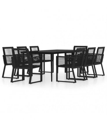 vidaXL 9 Piece Garden Dining Set Black