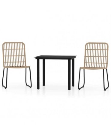 vidaXL 3 Piece Garden Dining Set Oak