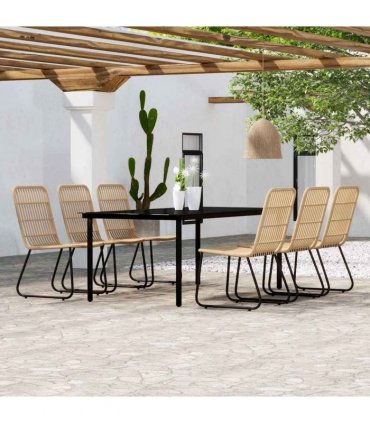 vidaXL 7 Piece Garden Dining Set Oak