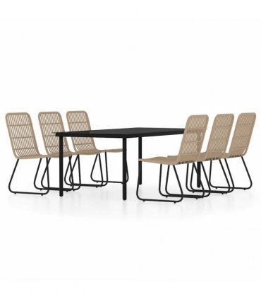 vidaXL 7 Piece Garden Dining Set Oak