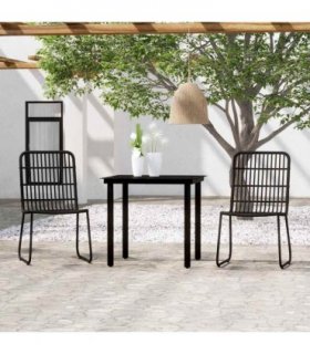 vidaXL 3 Piece Garden Dining Set Black