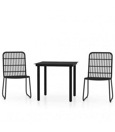 vidaXL 3 Piece Garden Dining Set Black
