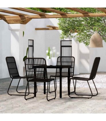 vidaXL 5 Piece Garden Dining Set Black