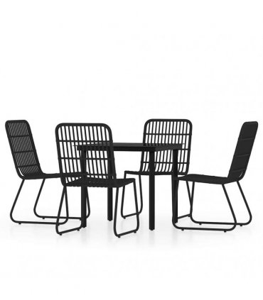 vidaXL 5 Piece Garden Dining Set Black