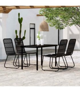 vidaXL 5 Piece Garden Dining Set Black