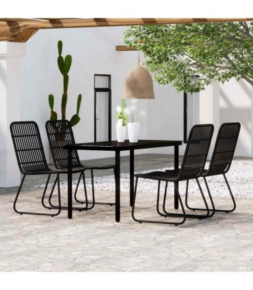 vidaXL 5 Piece Garden Dining Set Black