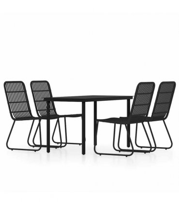 vidaXL 5 Piece Garden Dining Set Black