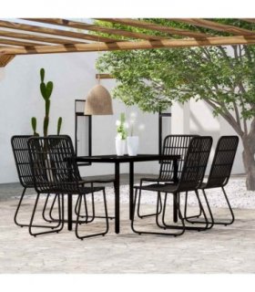 vidaXL 7 Piece Garden Dining Set Black