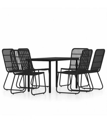 vidaXL 7 Piece Garden Dining Set Black