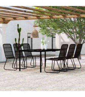 vidaXL 7 Piece Garden Dining Set Black