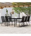 vidaXL 7 Piece Garden Dining Set Black