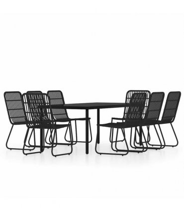 vidaXL 9 Piece Garden Dining Set Black