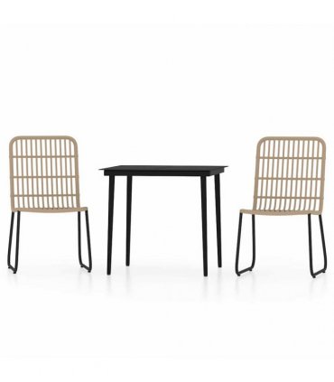 vidaXL 3 Piece Garden Dining Set Oak