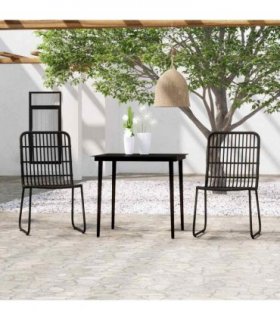 vidaXL 3 Piece Garden Dining Set Black