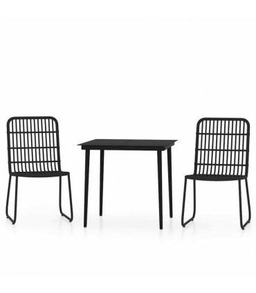vidaXL 3 Piece Garden Dining Set Black