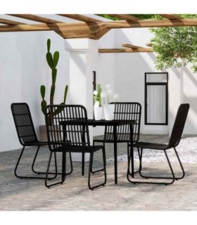 vidaXL 5 Piece Garden Dining Set Black