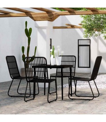 vidaXL 5 Piece Garden Dining Set Black