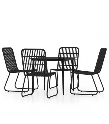 vidaXL 5 Piece Garden Dining Set Black