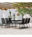 vidaXL 7 Piece Garden Dining Set Black