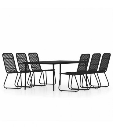 vidaXL 7 Piece Garden Dining Set Black