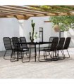 vidaXL 9 Piece Garden Dining Set Black