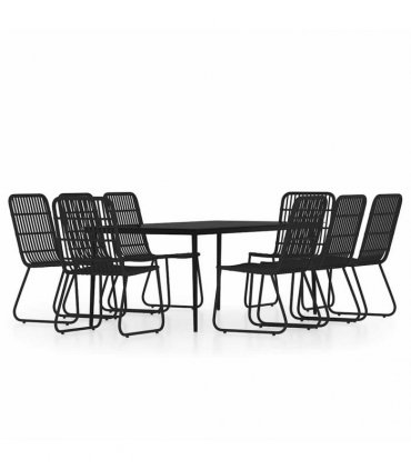 vidaXL 9 Piece Garden Dining Set Black