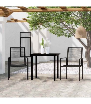 vidaXL 3 Piece Garden Dining Set Black