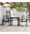 vidaXL 3 Piece Garden Dining Set Black