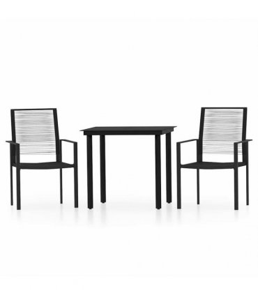 vidaXL 3 Piece Garden Dining Set Black