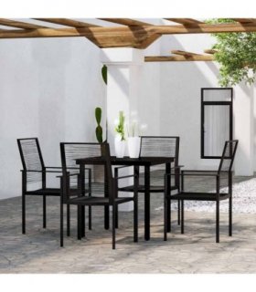vidaXL 5 Piece Garden Dining Set Black