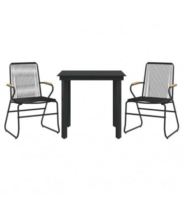 vidaXL 3 Piece Garden Dining Set Black PVC Rattan
