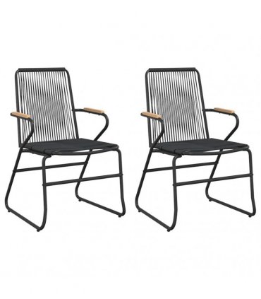 vidaXL 3 Piece Garden Dining Set Black PVC Rattan