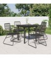 vidaXL 5 Piece Garden Dining Set Black PVC Rattan