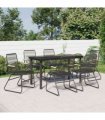 vidaXL 7 Piece Garden Dining Set Black PVC Rattan