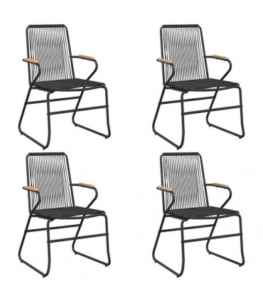 vidaXL 5 Piece Garden Dining Set Black PVC Rattan