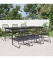 vidaXL 7 Piece Garden Dining Set Black PVC Rattan